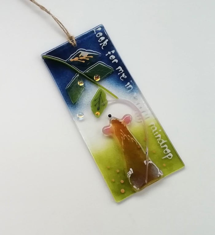 Cottagecore dormouse, uplifting quote suncatcher, nursery decoration, new baby g