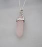 Rose Quartz & silver leaf layering chakra necklace - Image 4
