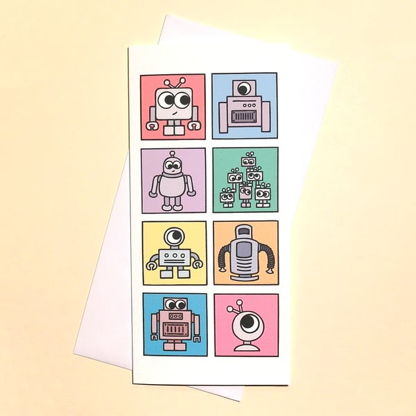 Robot Card - blank greetings card with cute robots L-RRB