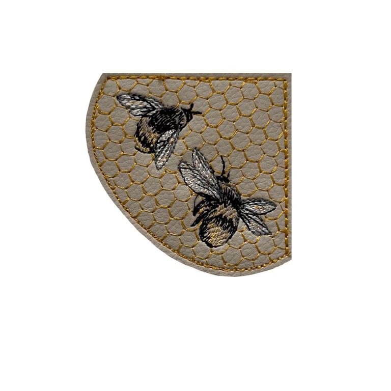 Embroidered Bee Corner Bookmark: Vinyl & Wool Felt