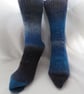 Hand-cranked Knitted Ribbed Wool Socks Size 8 to 9 mismatched - Image 1