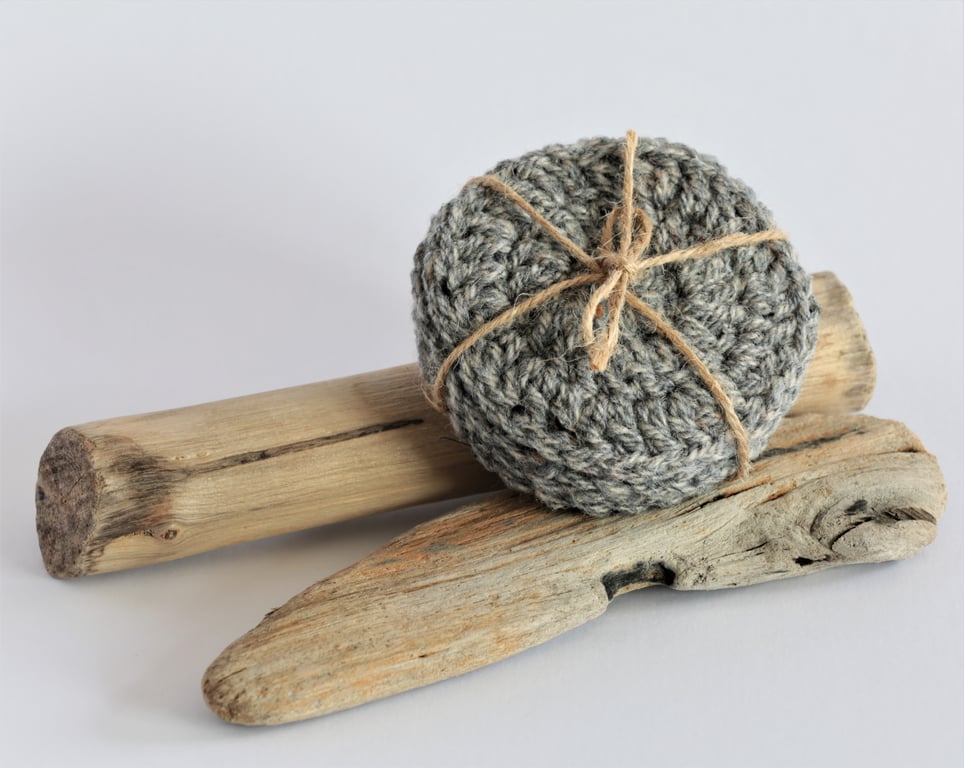 Handmade Coasters, Table Protectors, Rustic Harris Tweed Style Aran Yarn