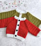 Baby's First Christmas Cardigan - Crochet in Red or Green - Image 4