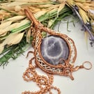 Celtic Style Copper And Silver Plated Necklace With Morado Opal