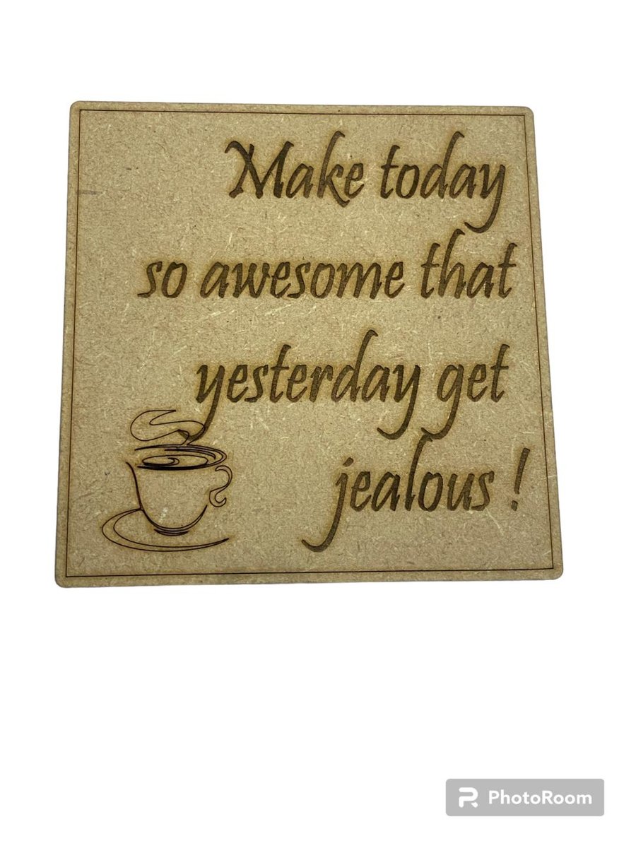 2 x Personalised MDFWooden Engrave Coaster-Any Msg,quote for Friends,Family, 