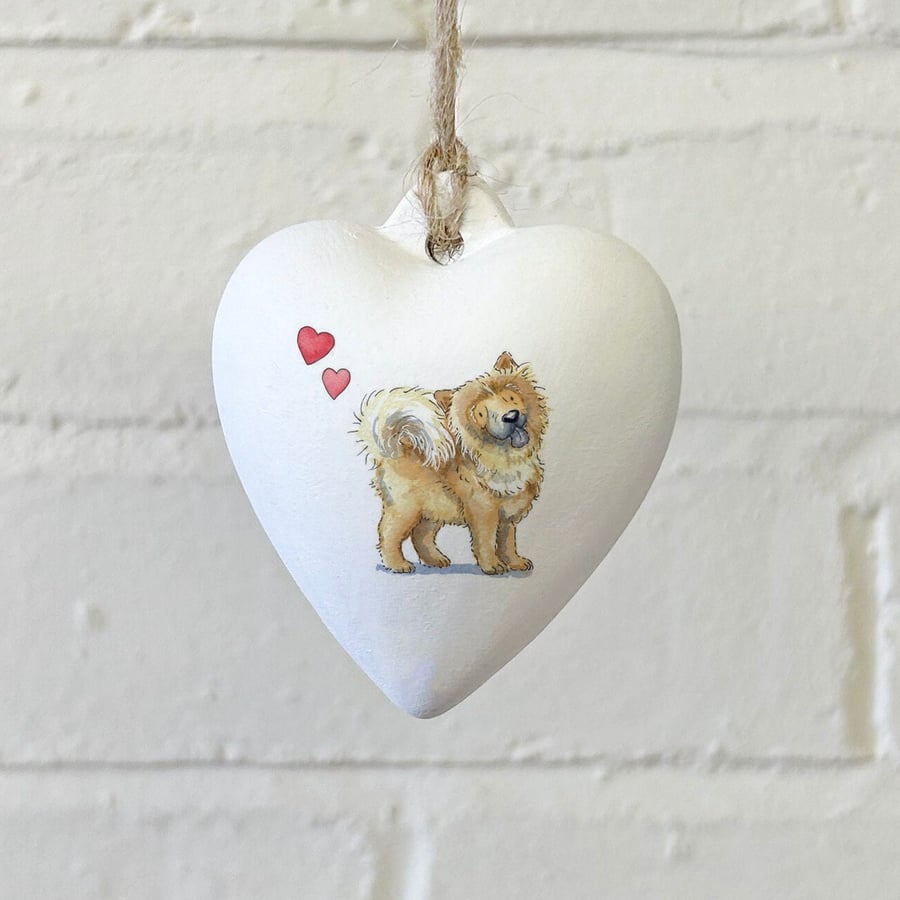 Chow Chow Ceramic Heart Bauble