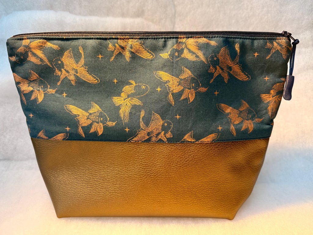 Bronzed fish - Large zipped pouch for toiletries, shaving kit, notebook, art etc