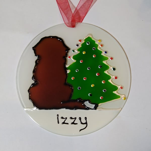 St. Bernese dog Christmas sun catcher decoration.