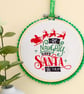 Christmas Decoration Ornament: Embroidered Hoop 14cm (5.5") Be Naughty