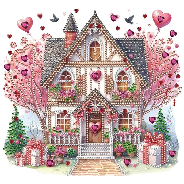 5D DIY Magical Love Hearts House Partial Special Shaped Drill Diamond Painting K