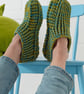 Lime & Blue Crochet Slipper Socks – Handmade Cosy Socks - Image 10
