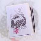 Spring is in the air Fox illustration art card from original artwork