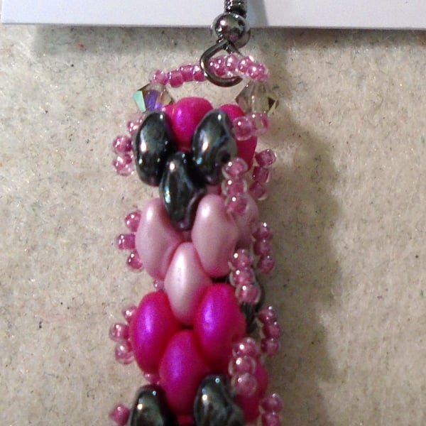 Brickwork-pattern bead earrings (customisable)