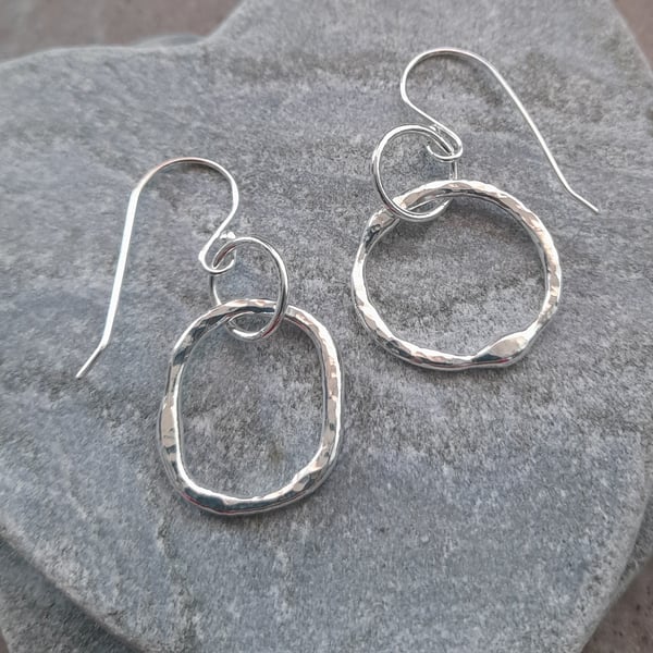  Hoop Earrings Argentium Silver Drop Earrings Not Quite Round