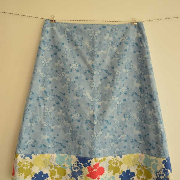 A line cotton skirt lined with Liberty fabric.
