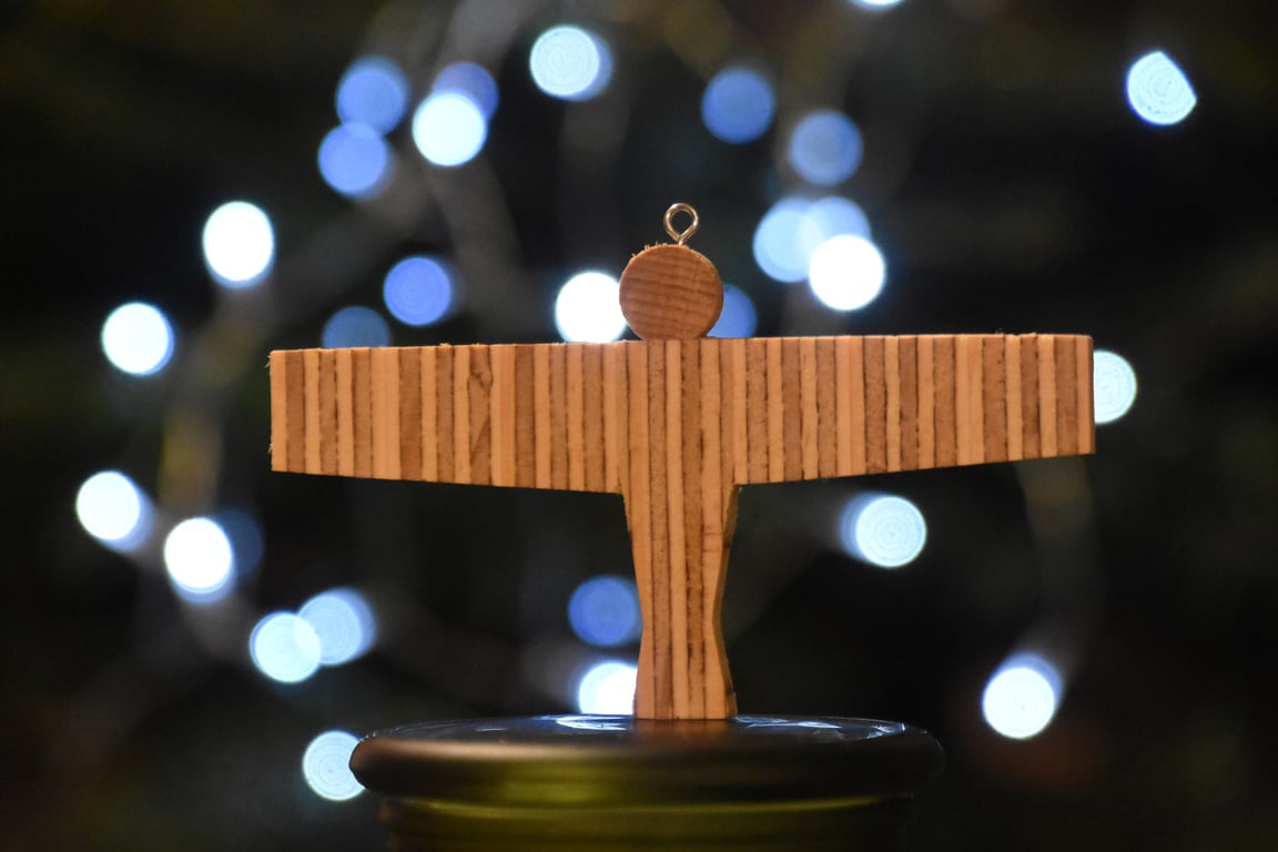 Wooden Angel of the North Christmas Decoration - Handmade and Sustainable