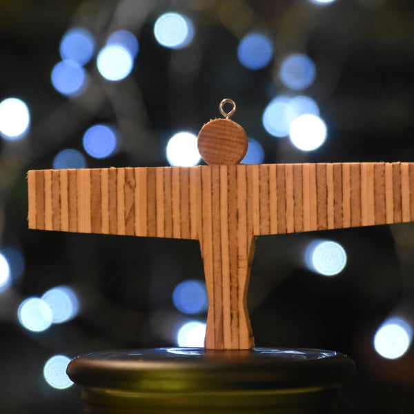 Wooden Angel of the North Christmas Decoration - Handmade and Sustainable