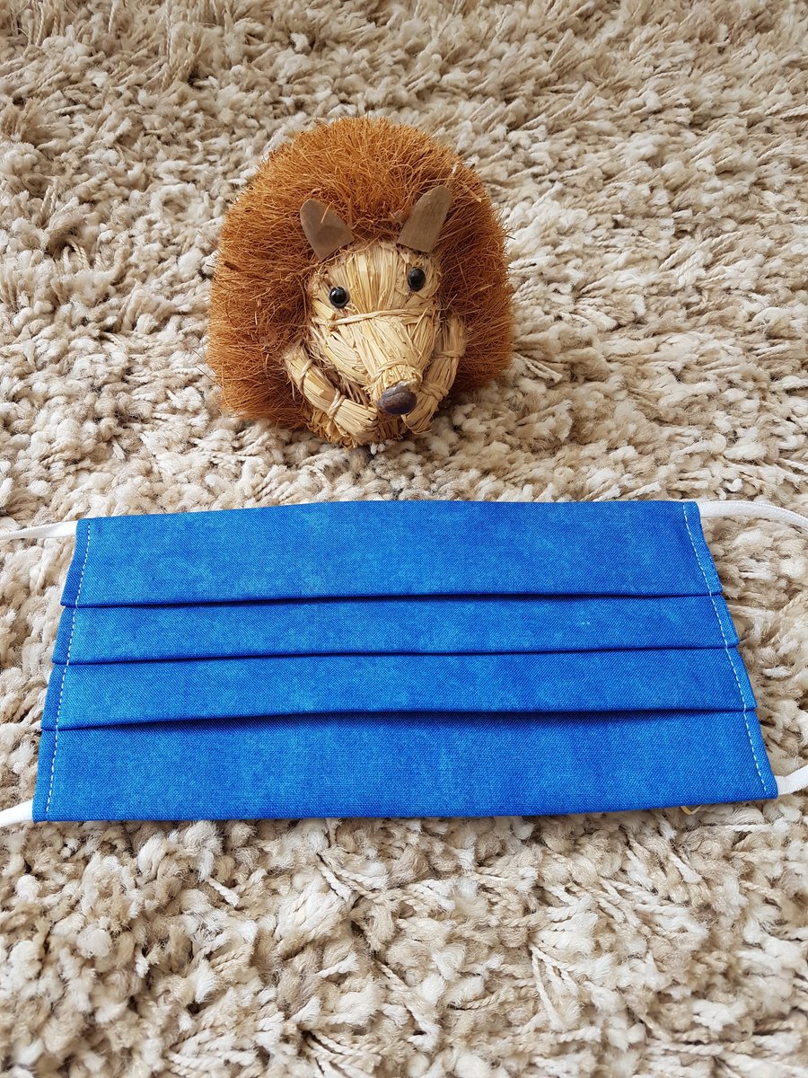 Small Adult or Teenager face covering - Denim Blue Mottled print