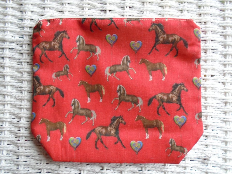 Horse or Pony Make Up Bag or Large Pencil Case.