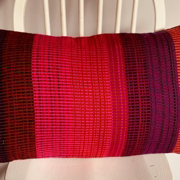 August 3 : Hand woven wool cushion, designed and made by Yvonne Skelton
