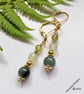 Jade, Jadeite & Peridot Gold Plated Copper Dangle Earrings  - Image 3