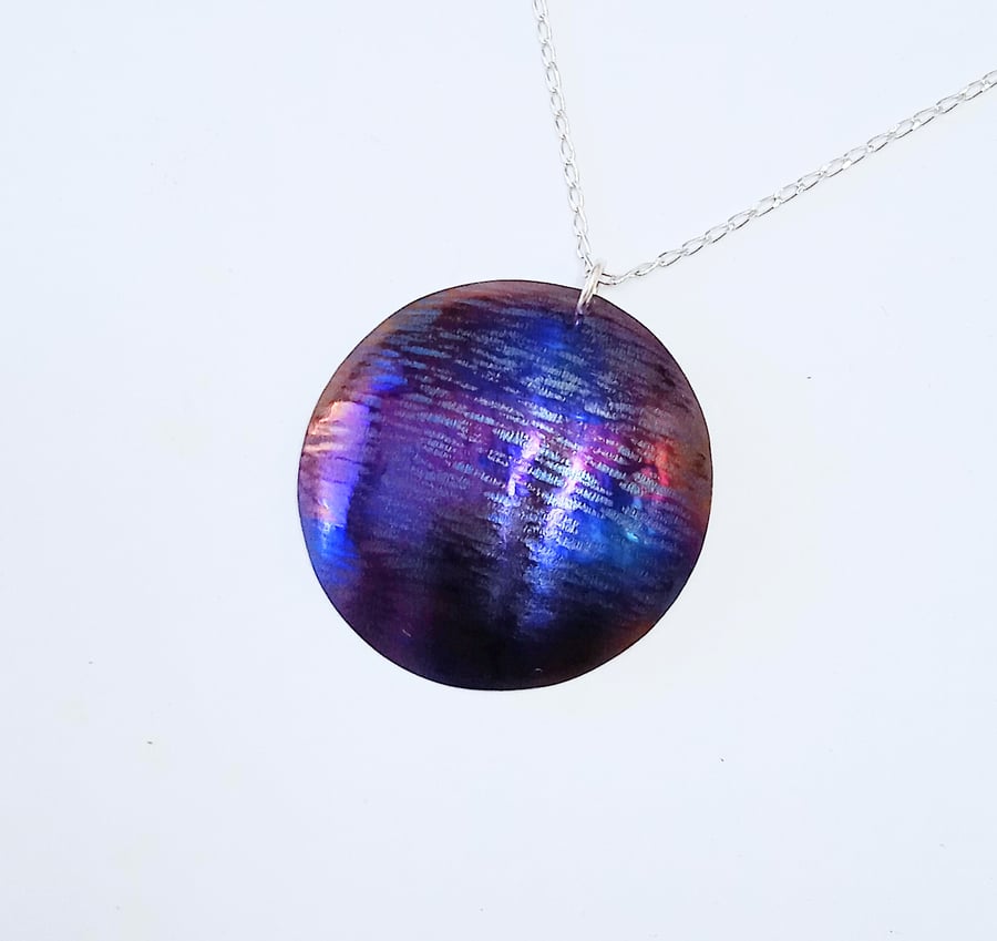  Handmade Coloured Titanium Disc Pendant Necklace - UK Free Post