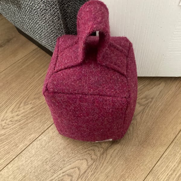 A Raspberry Pink Harris Tweed Doorstop