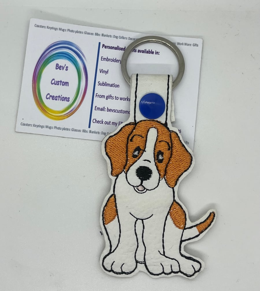 Embroidered Beagle Keyring