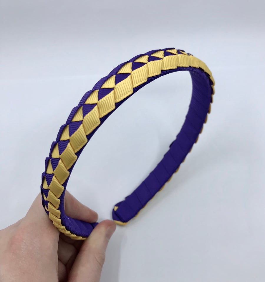 Purple and Yellow Gold Pleated Hairband