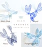 Hand printed Organza Dragonflies in shades of Blue