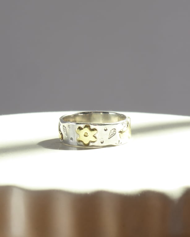 Handmade 925 Silver & Brass 'Ode To Spring' Ring 