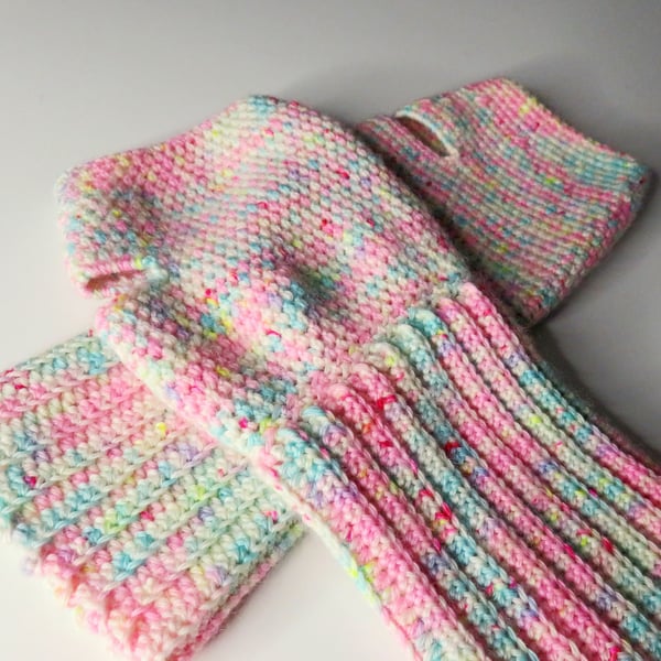Pink Crochet Fingerless Gloves
