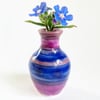 Mini Ceramic Pottery Vase in Blue and Purple Glazes