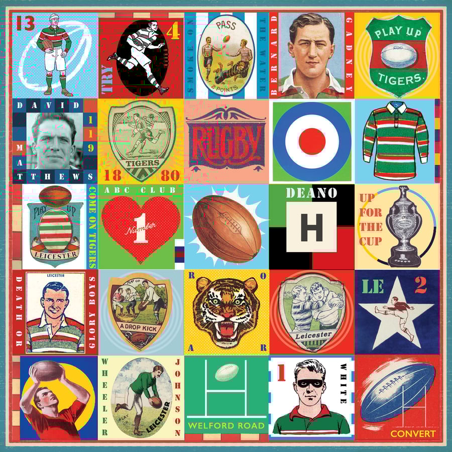 Leicester Tigers Pop Art Rugby Print