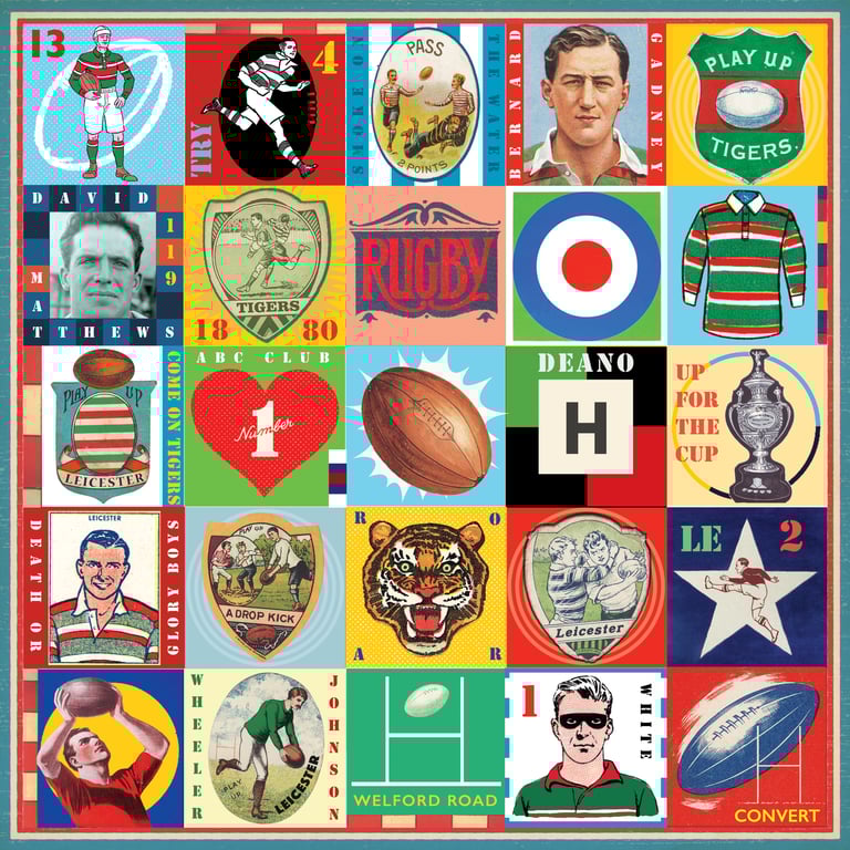 Leicester Tigers Pop Art Rugby Print