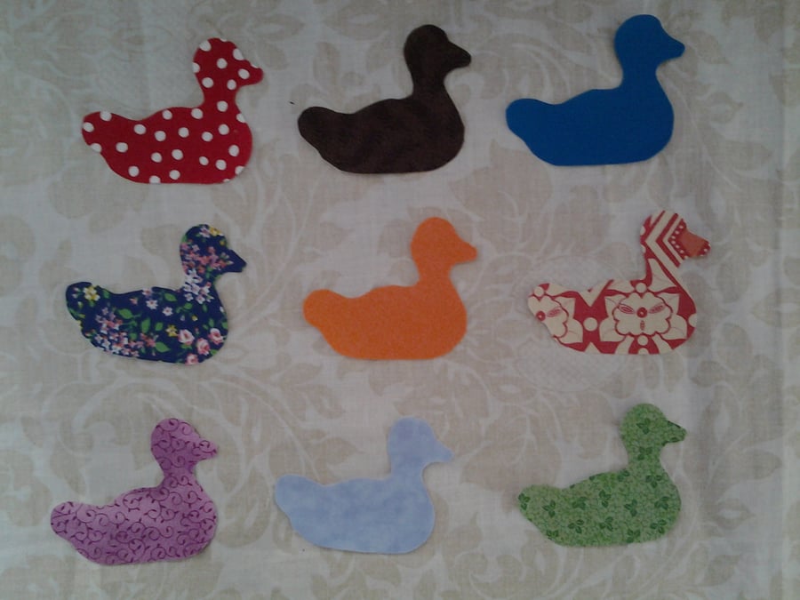 Homemade set of 9 duck cotton embellishments