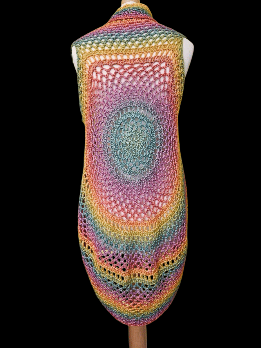 Crochet mandala waistcoat cardigan