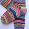 hand knit womens scrappy wool socks UK 4-6