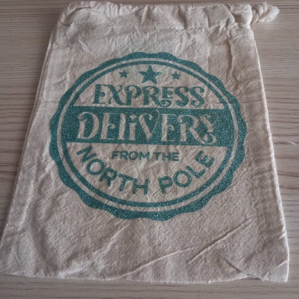 Christmas Mini Treat Bag Drawstring Sack Express Delivery North Pole Kids Treats