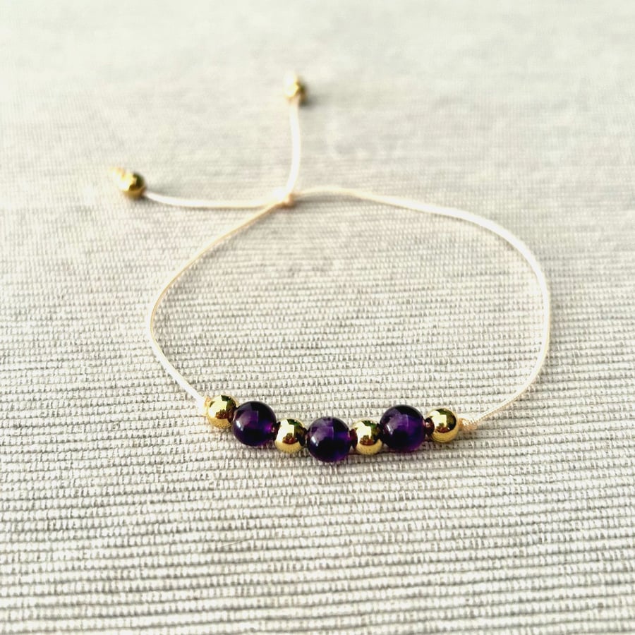 Adjustable Amethyst bracelet - February birthstone