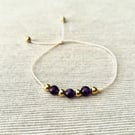 Adjustable Amethyst bracelet - February birthstone