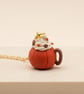 Pumpkin Latte Mug Necklace – Handmade Autumn Charm Pendant