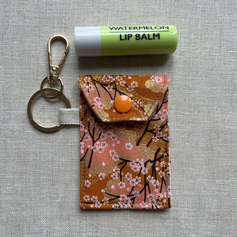 Lip Gloss Lipstick Keyring Pouch Japanese Peach Tiny Blossoms