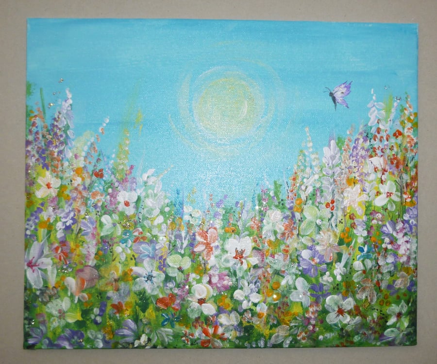 original art floral acrylic painting ( ref F 810 A2 )