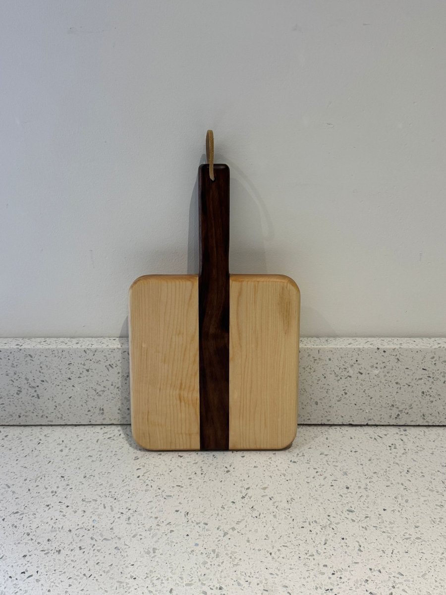Maple and Walnut Small Serving Board with Handle