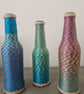 Set Of 3 Marble-effect Yarn Wrapped Bottles