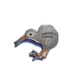 Kiwi New Zealand Bird 'curiouser & curiouser' Resin Brooch by EllyMental