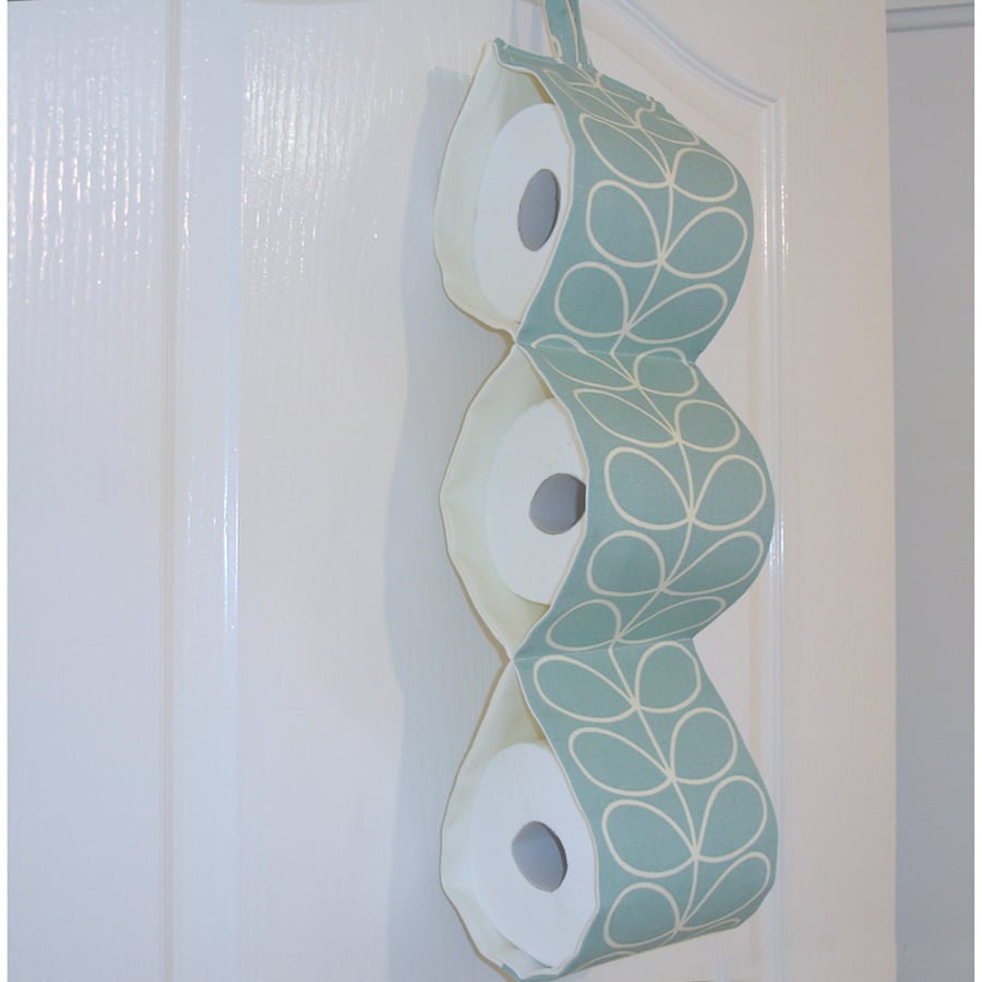 Toilet Roll Holder 3 Loo Roll Hanging Three Rolls Storage Duck Egg Stem Leaf