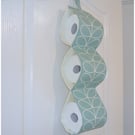 Toilet Roll Holder 3 Loo Roll Hanging Three Rolls Storage Duck Egg Stem Leaf