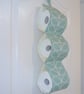 Toilet Roll Holder 3 Loo Roll Hanging Three Rolls Storage Duck Egg Stem Leaf